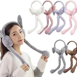 trubliz Girls Moving Earmuffs with Jumping Bunny Ears & Sound | Soft Faux Fur Winter Ear Warmers for Kids & Women | Cute Warm Headband for Cold Weather-picture-10