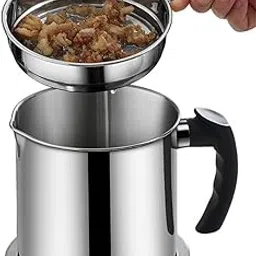 HEJISUN Oil Strainer Pot Grease Can - Stainless Steel Cooking Grease Container, Reuse Oil Storage (Best Oil Shaver) Can Container with Removable Filter Anti-Scalding Handheld, Lid for Cooking image 1
