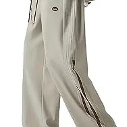 Men's Poly-Spandex Track Pants with Side Pockets, Elastic Drawcord Waist, Relaxed Fit Joggers with Printed Side Seams-picture-53