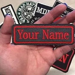 Custom Embroidered Name Patch, Personalized Text, Your Name, Design, Logo, Custom Iron On Sew On Hook N Loop Embroidery Patches, Cap, Denim, Bike Riders, Embroidery Name tag-image-75