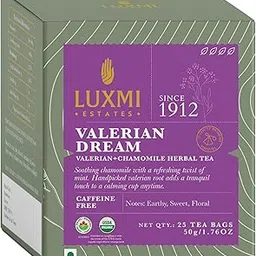 LUXMI Estates Sleep Tea With Valerian Root - 25 Herbal Tea Bags (50g) | With Chamomile, Lavender & Valerian Root | Caffeine Free Best For Insomnia, Anxiety & Stress Relief, Relaxation, Restful and Peaceful Sleep With Wellness Herbal Tea-picture-28