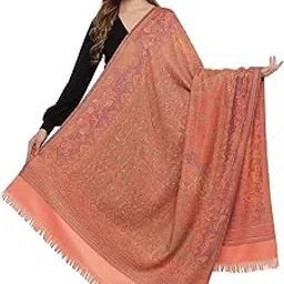 pashtush Women's Jamawar Reversible Shawl, Morning Peach-picture-11