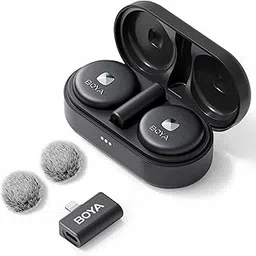 BOYA Omic-D Wireless Lavalier Microphone for iPhone, Noise Cancelling Cordless Magnetic Clip Lapel Microphone for iPhone 14/14 Pro/13/13 Pro iPad iOS Devices Vlog Podcast Live Stream Video Recording image 1