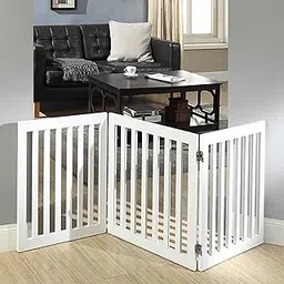 TANSH CRAFTS® Freestanding Wooden Pet Gate for Dogs & Pets – Foldable 3-Panel Dog Safety Barrier for Doorways, Hallways & Stairs – Indoor Puppy Fence & Room Divider, Grey (White, 3 Panel)-picture-20