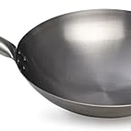 Traditional Carbon Steel Wok with Wooden Handle, Round Bottom, Chinese Cooking Pan (34 cm)-image-13
