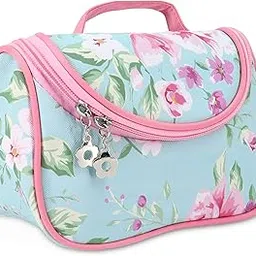 Ayaha Floral Print Cosmetics Pouch Makeup Pouch Vanity Case Jewellery Pouch Stationery Pencil Case Travel Organiser Travel Pouch Bridal Gift (L Green)-picture-21
