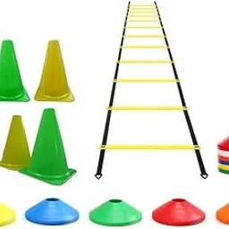 COUGAR Cone Marker, Cone Marker Set, Agility Training Fitness Set with 4 Meter Ladder, 5 Pc 6" Cones, 5 Space Marker, Agility Training Equipment-picture-54