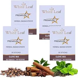 White Leaf Tobacco & Nicotine-Free Premium Herbal Cigarette Clove Flavour for, Pack of 4(80 Sticks)-picture-28
