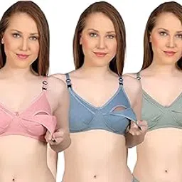 lerisha Women's Cotton Blend Non Padded Wire Free Maternity/Nursing Bra Combo-picture-46