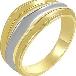 Studio 925 Sterling Silver Ring | Yugen Signet Band Ring with 14kt Gold & Rhodium Plated | Everyday Wear Gift for Her & Women | Long-Lasting Anti-Tarnish Shine-image-3