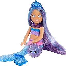 Barbie Mermaid Power™ Chelsea™ Mermaid Doll (Blue & Purple Hair) with 2 Pets, Treasure Chest & Accessories, Toy for 3 Year Olds & Up-picture-20