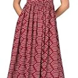 glamalue Dress for Women | New Rayon Printed Flared Maxi Dress for Women & Girl's image 1