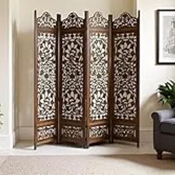 Pacific Art & Craft Wooden Room Partition and Folding Privacy Screens Wooden (Each Panel Size 72X20 Inch) Room Divider for Bedroom,Home, Office Room Divider Room Partition Pooja Room (Dark Brown)-picture-35