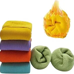 HOT BEES Warm Woolen Winter Regular Socks For Women And Girls - Snow Regular Socks With Thumb Lining Design - Vintage Retro Style - Multicolor - Ideal For Winter Wear, Pack Of 3-image-22