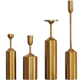 CALANDIS Gold Candlestick Holder Candlestick Modern for Anniversary Mantel Decor Set of 6-picture-32