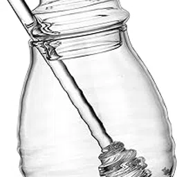 THE STYLE SUTRA Honey Jar with Dipper and Lid Clear Glass Honey Pot for Wedding Syrup Office 400ml-picture-11