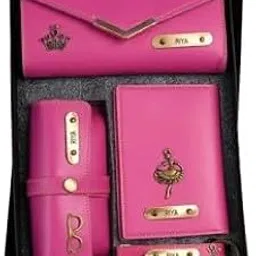 flamingo creativity Personalized Passport Cover, Purse, Custom Name Keychains & Sunglasses Box Combo Set (Pink)-picture-13