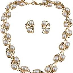 shining diva fashion Latest Stylish Design Fancy Pearl Earrings Necklace Jewellery Set for Women (15225s)-picture-52