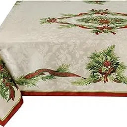 Benson Mills Christmas Ribbons Engineered Printed Fabric Tablecloth, 60-Inch-by-84 Inch-picture-25