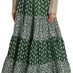 mfgiva Floral Print Skirt for Women - 100% Cotton, Floor-Length, Elastic Waist, Stylish and Comfortable, Machine Washable, Perfect for Casual-picture-35