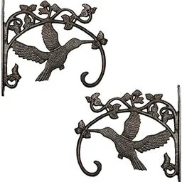 Sungmor Cast Iron Plant Hanger Wall Hooks, Heavy Duty Hanging Basket Brackets, Hummingbird Shape & 10.4 inch & 2PC Brown, Decorative Wall Hangers for Planters Lanterns Bird Feeders Houses Wind Chimes-image-11