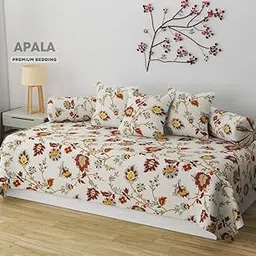 Poly Cotton Diwan Set Soft Cotton, 1 (60 X 90 Inches) Bedsheet,3 (16x 16 inches) Cushion Covers and 2 Booster Covers (6 PCS Set)-picture-38