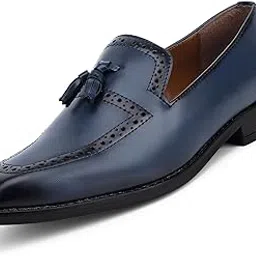 louis stitch Men's Federal Blue Slip on Shoes Comfortable Moccasins Tassel Style Formal Shoes for Men Breathable Inner Lining (SXMCTABU)-picture-55
