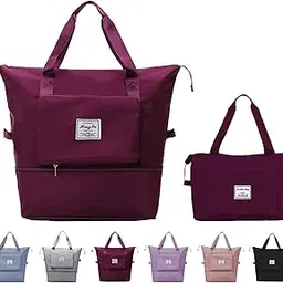 moukaoua Large Capacity Folding Travel Duffel Bag, Weekender Bags for Women, Dry and Wet Separation Travel Toiletry Bag for Women, Carry On Duffel Bag, Mommy Hospital Bag for Labor and Delivery (Fuchsia),-picture-49