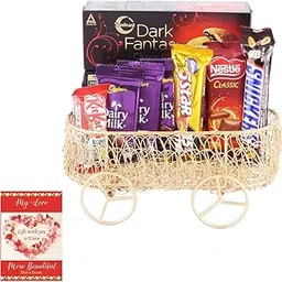 SFU E Com Chocolate Gift Hamper With Beautiful Basket | Valentine Chocolate With Love Greeting Card | Valentine Chocolate Hamper | 593-picture-30