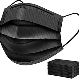 Non-Woven Fabric 3 Layer Disposable Face Mask With Nose Clip (Black) For Men & Women (50)-picture-10