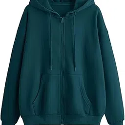 tagas Solid Color Loose Fit Long Sleeve Drawstring and Zip Casual Hoodie| Zip Up Sweatshirt | Unisex Hoodie|-picture-31