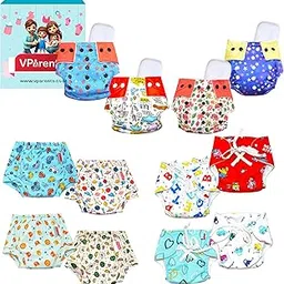 VParents 12 in 1 Combo of Padded Underwear Nappies and Cloth Diaper with insert for Diaper-Free Time (6-12 month) Assorted Design-picture-32