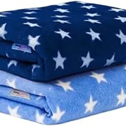 BABYZONE Star Pattern Plush Blanket for Newborn Baby boy and Baby Girl Blanket, All Season Baby Blanket, Soft Fleece Material, 101 x 76 cm (Navy&Blue, Baby)-picture-37
