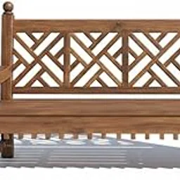 Solid Mango Wood Garden Bench, Lattice Back Design, Outdoor Patio Furniture, Ball Finial Posts, Traditional Chippendale Style-image-14