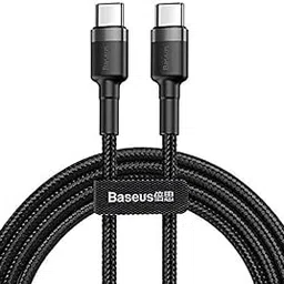Baseus 3.0A Usb Type-C To Type-C Cable Pd Qc 3.0 Charging || Tough Nylon Braided Long Unbreakable Cable (2 Meter), Black-picture-27