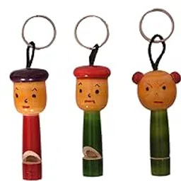 Jaytu Wooden Handcrafted Whistle Keychains – 5 Pcs Set, Channapatna Handicrafts, Indian Desi Keychains,-picture-43
