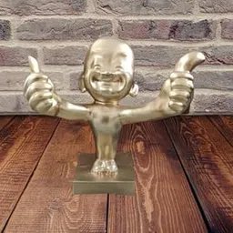 Golden Thumb Man Showpiece – Best of Luck Smiley Figurine for Home & Office Table Decor, 24 Inch-image-0