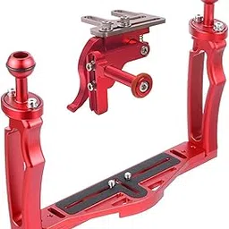 Underwater Video Stabilizer Holder Alloy Camera Tray Bracket Double Handheld Hand Grip with Ball Clamp Mount for Diving Aluminium Alloy Underwater Video Light Stabilizer Tray Diving Light Stand Tray-picture-53