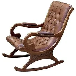 Classic Wood and Craft Handmade White Wooden Rocking Chair with Comfort Seating for Adults/Relaxing Chair for Home in White Deco Finish-image-2