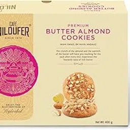 Cafe Niloufer Premium Butter Almond Cookies 400g | Crunchy & Delicious Snack | Rich in Almonds & Fiber | Healthy Tea Time Biscuits | Good Fats | No Preservatives-picture-28