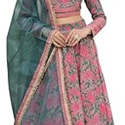 divena Green Printed Cotton Lehenga with Choli and Dupatta-picture-15