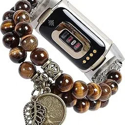 Compatible with Fitbit Charge 5/6 Band Agate Natural Gemstone Beads Bracelet for Women Energy Stones Healing Crystal Stretch Chakra Bracelets Tree of Life-picture-10