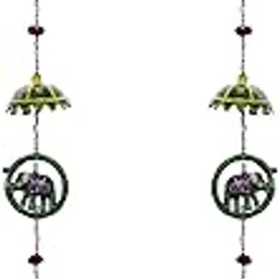 JaipurCrafts Handcrafted Rajasthani Colored Elephant & Bells Design Wall Hanging Decorative Showpiece - 34 Inch (Wood) Pack of 2-picture-11
