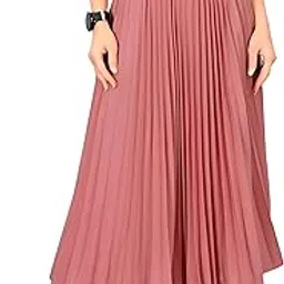 otabu | Skirt for Women | Women's Black Pleated Midi Skirt | Elastic Waist | Flowy A-Line Design | Calf Length-picture-43