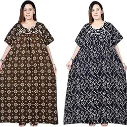 bindass female collection Women’s Plus Size Cotton Nighty | Soft Printed Maxi Gown | 5XL to 10XL | Pack of 2-picture-35