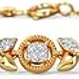 18 KT Yellow Gold Wondrous Leafy Diamond Bracelet For Women-image-43