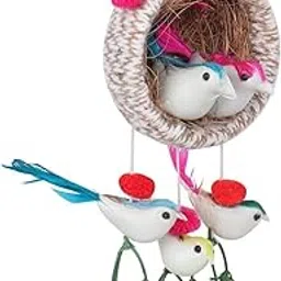 PulGos Home Decor Lovely Bird Nest,Beautiful Artificial Birds, Jute Nest Hanging for Balcony. Ideal for Home Decor, Wall Hanging and Decorative Showpiece to Enhance Any Space.-image-2