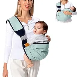 Shiaon Baby Sling Carrier One Shoulder Labor Half Wrapped Slings, Adjustable Toddler Hip Carrier Slings, Breathable Baby Nursing Cover Breastfeeding Made from 100% Natural Cotton up to 45 lbs, Green-picture-46