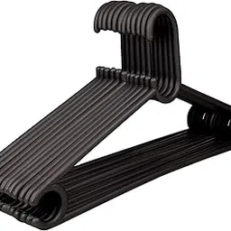 Rollyware Plastics 12 Pieces Plastic Clothes Hanger- Black Plastic Pack of 12 Hangers (Mixed)-picture-46