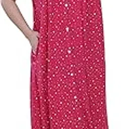 anglina Women's All Over Printed Open Front Half Sleeve Cotton Blend Nighty/Maxi/Nightgown/Nightwear WSR-125-picture-20